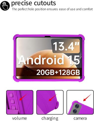 حافظة تابلت TECLAST T65 2025 مقاس 13.4 بوصة، حامل من السيليكون الناعم BOVUGAC قابل للتعديل مضاد للصدمات مناسب للأطفال لجهاز TECLAST T65 13.4 بوصة (أرجواني) in Kuwait