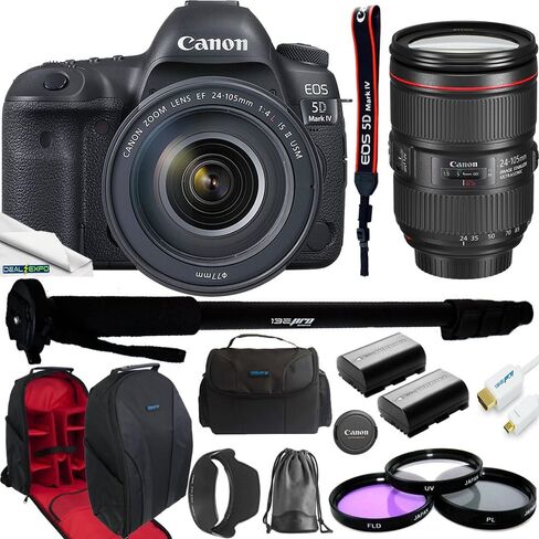 EOS 5D Mark IV Full Frame Digital SLR Camera with EF 24-105mm f/4L is II USM Lens Kit + Deal-Expo Advanced Accessories Bundle (Renewed) in Saudi Arabia