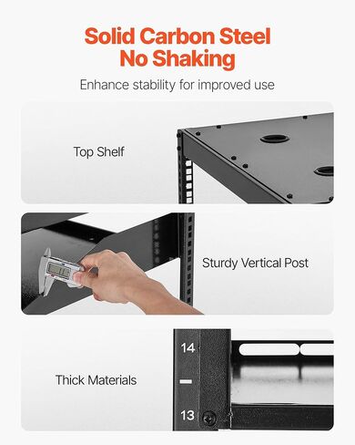 Open Frame Network Rack 16U with Vented Shelves - Wall Mount or Floor Standing 23" Depth Server Rack, 500 lbs Capacity, Complete Kit for Easy Setup (Includes Cage Nuts, Ground Wire, Trays) in Kuwait