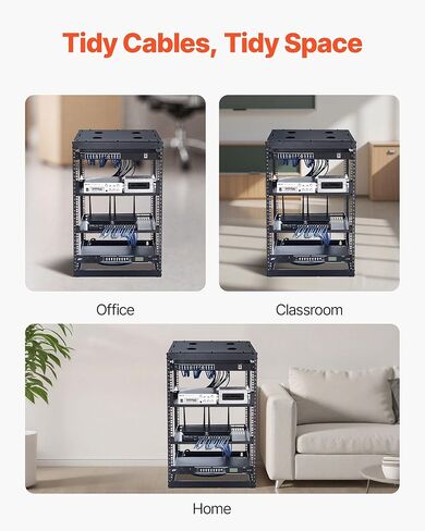 Open Frame Network Rack 16U with Vented Shelves - Wall Mount or Floor Standing 23" Depth Server Rack, 500 lbs Capacity, Complete Kit for Easy Setup (Includes Cage Nuts, Ground Wire, Trays) in Kuwait