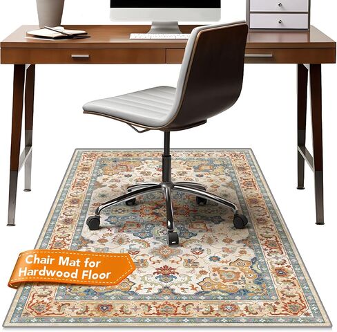 Office Chair Mat for Hardwood Floors - 48X35.5" Desk Chair Mat for Rolling Chair, Under Desk Rug Protects Hard Floors from Damage, Low Pile Floor Protector for Rolling Chair, Non-Slip in Kuwait