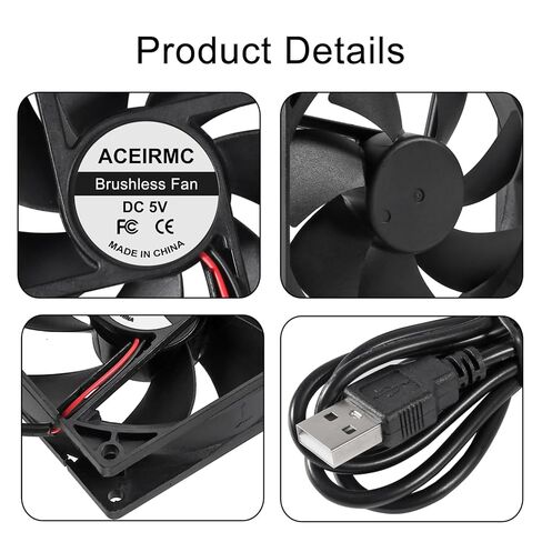 2 قطعة 9225 92 مم × 92 مم × 25 مم USB DC 5V USB مروحة كمبيوتر عالية السرعة مروحة تبريد للطابعة ثلاثية الأبعاد لحالة الكمبيوتر DIY مشاريع تهوية التبريد (5V USB) in Saudi Arabia