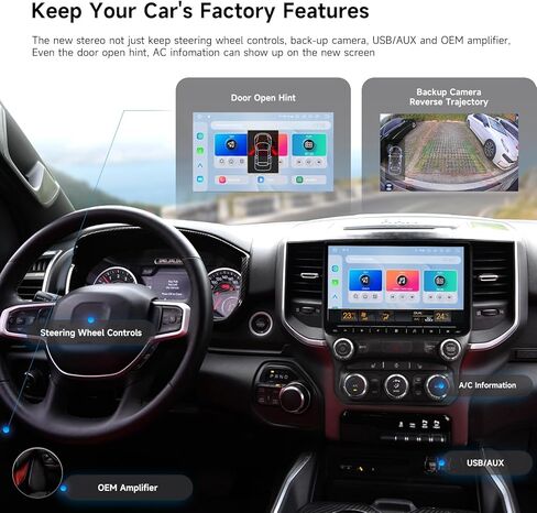 Dasaita 8GB+256GB Car Radio for Dodge Ram 1500 2500 3500 2019-2022 (Auto AC), Wireless Apple Carplay & Android Auto, 10.2'' Android 13 GPS Navigation Head Unit, Voice Control, 4G LTE/5G WiFi in Saudi Arabia