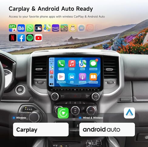 Dasaita 8GB+256GB Car Radio for Dodge Ram 1500 2500 3500 2019-2022 (Auto AC), Wireless Apple Carplay & Android Auto, 10.2'' Android 13 GPS Navigation Head Unit, Voice Control, 4G LTE/5G WiFi in Saudi Arabia