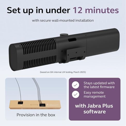 Jabra PanaCast 40 Video Bar System غرفة اجتماعات صغيرة جهاز فيديو Android ووحدة تحكم تعمل باللمس، نظام مؤتمرات مجال الرؤية 180 درجة مع ميكروفون ومكبرات صوت، معتمد لغرف التكبير، أسود in Kuwait