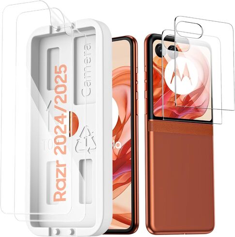 for Motorola Razr 2025/ 2024 Screen Protectors, 2 Packs Inner Screen TPU Protective Film [Installation Kit] + 2 Packs Outer Screen Tempered Film, Ultra High Definition, Durable, Wrinkle Resistant, Scratch Resistant, Bubble Free, Newbie Friendly in Saudi Arabia