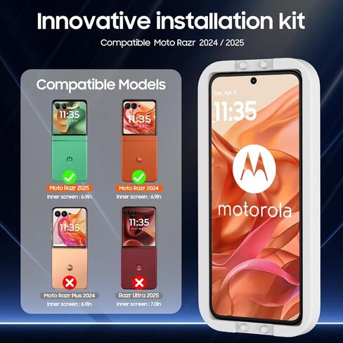 for Motorola Razr 2025/ 2024 Screen Protectors, 2 Packs Inner Screen TPU Protective Film [Installation Kit] + 2 Packs Outer Screen Tempered Film, Ultra High Definition, Durable, Wrinkle Resistant, Scratch Resistant, Bubble Free, Newbie Friendly in Saudi Arabia