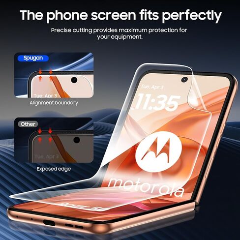 for Motorola Razr 2025/ 2024 Screen Protectors, 2 Packs Inner Screen TPU Protective Film [Installation Kit] + 2 Packs Outer Screen Tempered Film, Ultra High Definition, Durable, Wrinkle Resistant, Scratch Resistant, Bubble Free, Newbie Friendly in Saudi Arabia
