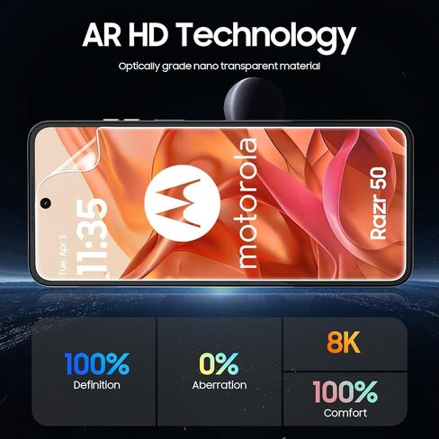 for Motorola Razr 2025/ 2024 Screen Protectors, 2 Packs Inner Screen TPU Protective Film [Installation Kit] + 2 Packs Outer Screen Tempered Film, Ultra High Definition, Durable, Wrinkle Resistant, Scratch Resistant, Bubble Free, Newbie Friendly in Saudi Arabia