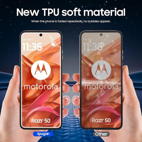 for Motorola Razr 2025/ 2024 Screen Protectors, 2 Packs Inner Screen TPU Protective Film [Installation Kit] + 2 Packs Outer Screen Tempered Film, Ultra High Definition, Durable, Wrinkle Resistant, Scratch Resistant, Bubble Free, Newbie Friendly in Saudi Arabia