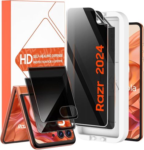 for Motorola Razr 2025/ 2024 Screen Protectors, 2 Packs Inner Screen TPU Protective Film [Installation Kit] + 2 Packs Outer Screen Tempered Film, Ultra High Definition, Durable, Wrinkle Resistant, Scratch Resistant, Bubble Free, Newbie Friendly in Saudi Arabia