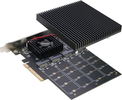 محول Quad NVMe PCIe، بطاقة RIITOP PCIe 3.0 x8 إلى 4X NVMe SSD لـ M.2 (مفتاح M) SSD 2280/2260/2242/2230 (متوافق مع اللوحة الأم غير المتشعبة) in Kuwait