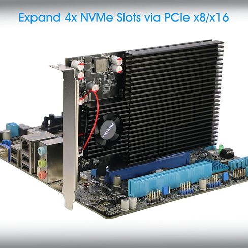 محول Quad NVMe PCIe، بطاقة RIITOP PCIe 3.0 x8 إلى 4X NVMe SSD لـ M.2 (مفتاح M) SSD 2280/2260/2242/2230 (متوافق مع اللوحة الأم غير المتشعبة) in Kuwait