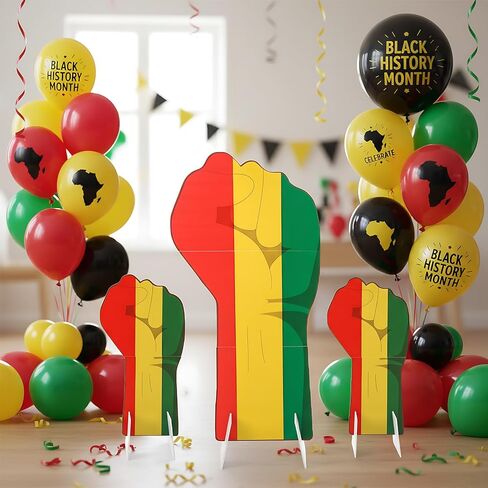 Youyole 3 Pcs Large Black History Month Party Decorations 24-36 Inch Fist Hand Shape Backdrop Stand Decor for African American Photo Booth Harriet Tubman MLK Day Party Classroom Decorations Supplies in Saudi Arabia