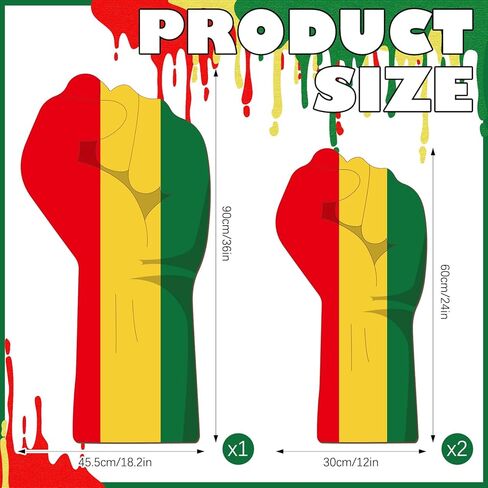 Youyole 3 Pcs Large Black History Month Party Decorations 24-36 Inch Fist Hand Shape Backdrop Stand Decor for African American Photo Booth Harriet Tubman MLK Day Party Classroom Decorations Supplies in Saudi Arabia