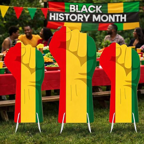 Youyole 3 Pcs Large Black History Month Party Decorations 24-36 Inch Fist Hand Shape Backdrop Stand Decor for African American Photo Booth Harriet Tubman MLK Day Party Classroom Decorations Supplies in Saudi Arabia