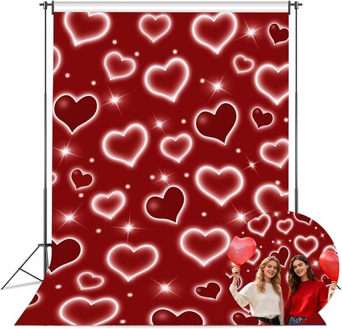 Early 2000s Photography Backdrop 5x7FT Red Heart Valentine Day Photo Background Sweet 16 18th 21th 30th Women Birthday Party Decorations Selfile Wall Decor in Saudi Arabia
