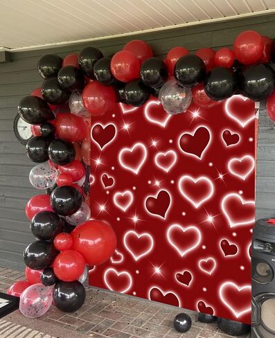 Early 2000s Photography Backdrop 5x7FT Red Heart Valentine Day Photo Background Sweet 16 18th 21th 30th Women Birthday Party Decorations Selfile Wall Decor in Saudi Arabia