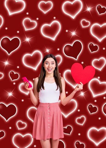 Early 2000s Photography Backdrop 5x7FT Red Heart Valentine Day Photo Background Sweet 16 18th 21th 30th Women Birthday Party Decorations Selfile Wall Decor in Saudi Arabia