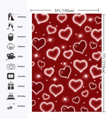 Early 2000s Photography Backdrop 5x7FT Red Heart Valentine Day Photo Background Sweet 16 18th 21th 30th Women Birthday Party Decorations Selfile Wall Decor in Saudi Arabia