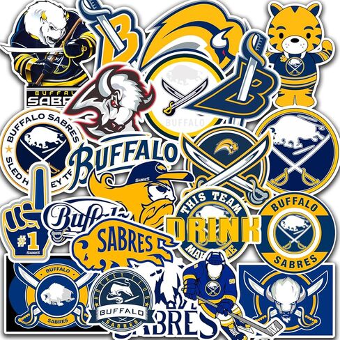 25 قطعة من ملصقات Buffalo American Hockey Sabers لزجاجة المياه، والكمبيوتر المحمول، والدراجة، والكمبيوتر، والدراجات النارية، وحقيبة السفر، وملصق تزيين ملصق السيارة in Kuwait