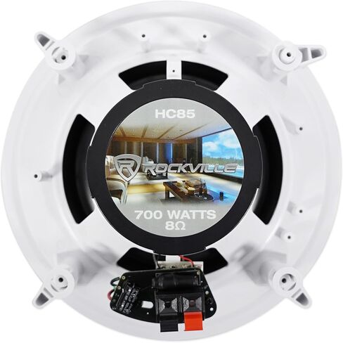 حزمة Rockville Rock Matrix 4: مضخم صوت تجاري 4 مناطق 70 فولت مع توجيه المصدر، (6) HC85 8 بوصة 700 واط ذروة/240 واط RMS لكل زوج من مكبرات الصوت في السقف، (2) WET-7020W 5.25 بوصة 70 فولت مكبرات صوت حائط بيضاء، 9 عناصر in Kuwait