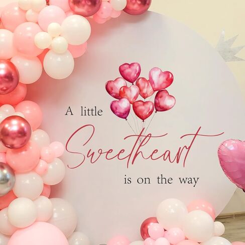 ملصق A Little Sweetheart is on The Way - زينة لحفلات استقبال المولود الجديد بطابع عيد الحب، ملصق حفلات بنمط قلب للفتيات أو الصبيان (ملصق على شكل قلب صغير) in Kuwait