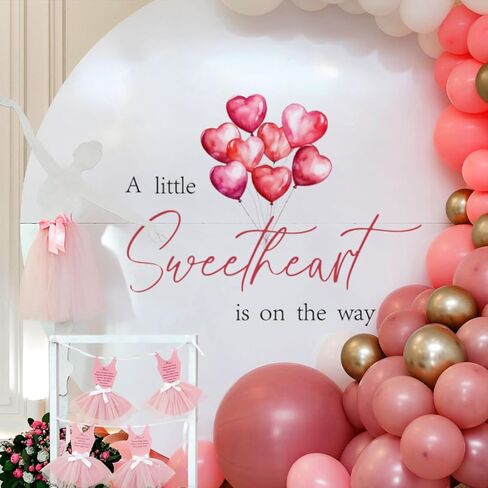 ملصق A Little Sweetheart is on The Way - زينة لحفلات استقبال المولود الجديد بطابع عيد الحب، ملصق حفلات بنمط قلب للفتيات أو الصبيان (ملصق على شكل قلب صغير) in Kuwait