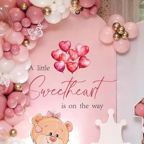 ملصق A Little Sweetheart is on The Way - زينة لحفلات استقبال المولود الجديد بطابع عيد الحب، ملصق حفلات بنمط قلب للفتيات أو الصبيان (ملصق على شكل قلب صغير) in Kuwait