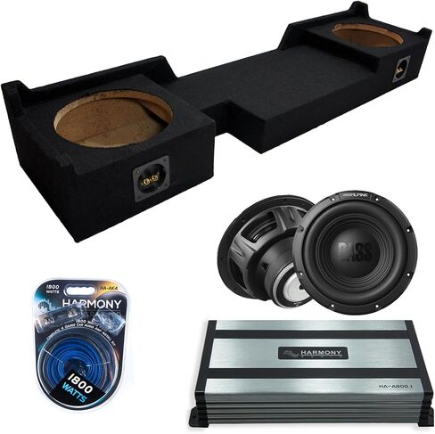 Harmony Audio Alpine Compatible with 2004-2008 Ford F150 Super Crew Extended Cab W10S4 Dual 10" Subwoofer 500W Loaded Sealed Sub Box Enclosure Bundle | HA-A800.1 800W Amplifier, 4GA Amp Wiring Kit in Saudi Arabia