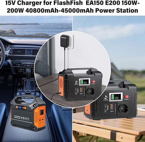 لمحطة طاقة FlashFish EA150 E200 شاحن سلك طاقة 150 وات-200 وات، مصدر محول طاقة 15 فولت 2 أمبير مدرج في قائمة Perfeidy UL لـ SinKeu لـ EnginStar لمحطة طاقة AIMTOM 100W-200W in Kuwait