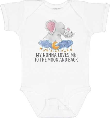 Inktastic My Nonna Loves Me To the Moon والأفيال الخلفية في ملابس الأطفال in Kuwait