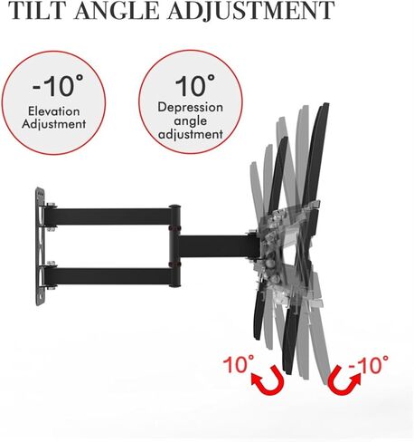 حامل تلفزيون بقاعدة صغيرة مقاس 32-65 بوصة، حامل تلفزيون على الحائط TMXD-103 مع مستوى الروح، يحمل ما يصل إلى 77 رطلاً، VESA 400x400 مم، لأعلى ولأسفل -10 ~ 10 درجة، أسود in Kuwait