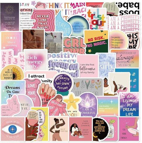 50 Pieces Black Girls Stickers Magic Girl Decal Self Affirmation for Laptop Water Bottles Skateboard Graffiti,Unique Worthy Trendy Waterproof Vinyl Stickers for Women (Black) in Saudi Arabia