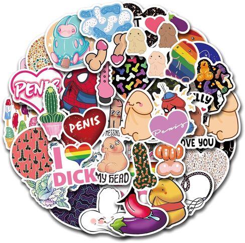 50Pcs Cute Dick Stickers Waterproof, Vinyl Stickers for Aldult, Funny Penis Decal Vinyl for Water Bottle, Car, Laptop, Phone, Skateboard in Saudi Arabia