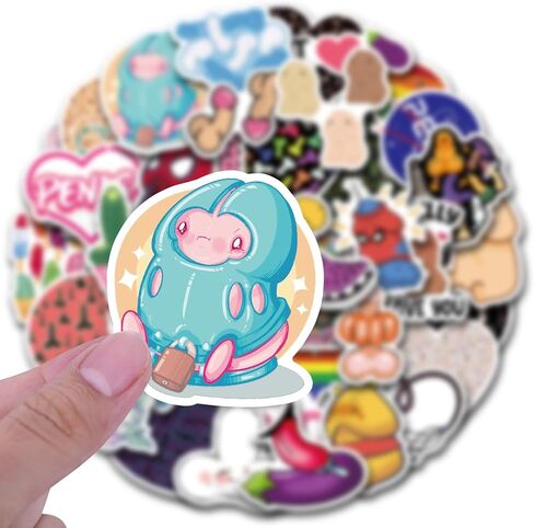 50Pcs Cute Dick Stickers Waterproof, Vinyl Stickers for Aldult, Funny Penis Decal Vinyl for Water Bottle, Car, Laptop, Phone, Skateboard in Saudi Arabia