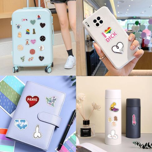 50Pcs Cute Dick Stickers Waterproof, Vinyl Stickers for Aldult, Funny Penis Decal Vinyl for Water Bottle, Car, Laptop, Phone, Skateboard in Saudi Arabia