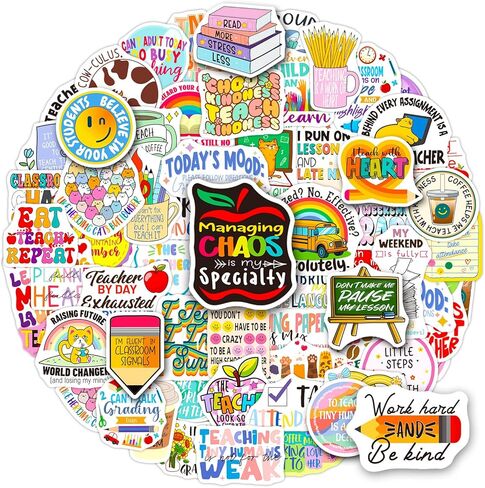 200 قطعة من ملصقات المعلم المضحكة من SigyoJeom، ملصقات فينيل اقتباس للمعلم مقاومة للماء لمجلة مخطط زجاجة المياه للكمبيوتر المحمول، هدايا تقدير المعلم بالجملة لزملاء العمل البالغين in Kuwait