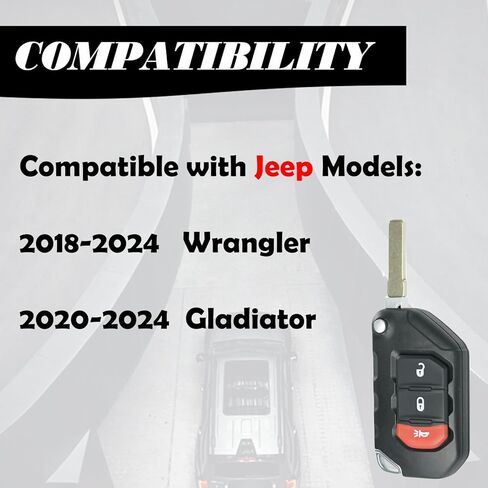 استبدال MechanMagic Key Fob يناسب سيارة Jeep Wrangler 2018 2019 2020 2021 2022 2023 2024 Gladiator 2020-2024 Proximity Smart Keyless Entry Remote Control OHT1130261 68416782AA in Kuwait