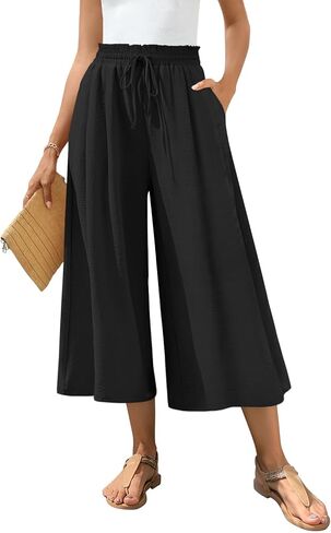 Bestbee Womens Capri Palazzo Pants Dary Disy Wide Leg Pants Business Business مع جيوب in Saudi Arabia