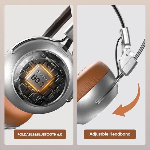سماعات رأس لاسلكية، بلوتوث 6.0 الكمون المنخفض للغاية، إلغاء الضوضاء، مكالمات واضحة، صوت هاي فاي، الاقتران التلقائي، وضع مزدوج سلكي ولاسلكي، شحن من النوع C، وقت تشغيل يصل إلى 60 ساعة، قابلة للطي، خفيفة الوزن. in Kuwait