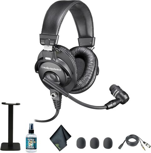 سماعة رأس ستيريو للبث من Audio-Technica BPHS1 + قطعة قماش للتنظيف من الألياف الدقيقة + حامل لسماعات الرأس + منظف سماعات الرأس من Goby Labs، 4 أونصة سائلة in Kuwait