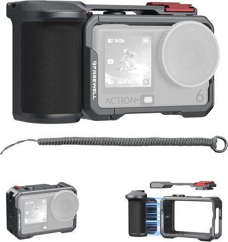 Freewell Creator Pro Cage for DJI Osmo Action 6 with Xplorer Grip - Quick Connect Mount, Cold Shoe, 1/4"-20 Thread + ALAI Positioning Hole, Shockproof Aluminum Rig Kit in Saudi Arabia