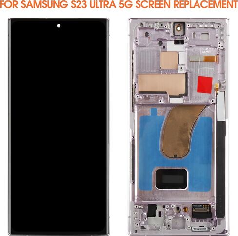 AGCUT OLED لهاتف Samsung Galaxy S23 Ultra استبدال الشاشة لعرض Samsung S23 Ultra LCD SM-S918B SM-S918U LCD محول الأرقام شاشة تعمل باللمس أرجواني مع إطار (إصدار الولايات المتحدة، يدعم بصمة الإصبع) in Kuwait