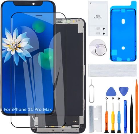 عرض لهاتف iPhone 11 Pro Max A2218 A2161 A2220 شاشة LCD بديلة ثلاثية الأبعاد تعمل باللمس بدقة عالية كاملة، مجموعة إطار محول رقمي لشاشة اللمس، لاصق مقاوم للماء، مجموعات إصلاح جديدة in Kuwait