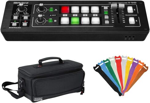 Roland V-1HD Portable 4 x HDMI Input Switcher with Padded Mixer Bag & 0.5 x 6 Touch Fastener Straps Bundle in Saudi Arabia