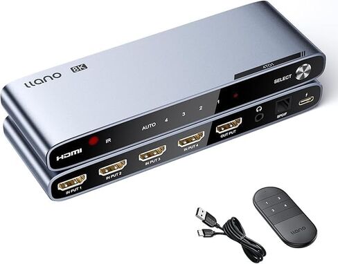 محول HDMI 2.1 من llano HDMI 4K@120 هرتز مع مستخرج صوت (بصري و3.5 مم، SPDIF 7.1Ch، سرعة عالية 48 جيجابت في الثانية)، محول صوت HDMI 4 في 1 متوافق مع PS4/PS5 Xbox Roku (رمادي) in Saudi Arabia