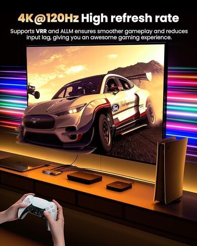 محول HDMI 2.1 من llano HDMI 4K@120 هرتز مع مستخرج صوت (بصري و3.5 مم، SPDIF 7.1Ch، سرعة عالية 48 جيجابت في الثانية)، محول صوت HDMI 4 في 1 متوافق مع PS4/PS5 Xbox Roku (رمادي) in Saudi Arabia