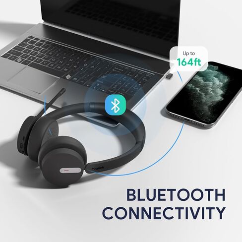 Yealink BH70 Dual Wireless Headset with Charging Stand, Teams Certified Bluetooth Headphone with Mic for Work, up to 35h Talk Time, 147g All-Day Comfort Perfect for Open Office Hybrid Work in Saudi Arabia