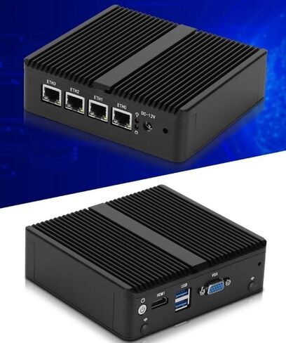 Fanless Mini PC N2840 with 4*i210 1000Mbs LAN, 2*USB3.0,HDMI,1*VGA,Mini Desktop Computer Support Dual Band WiFi for Industry Business,NO RAM NO SSD (8GB RAM 128GB SSD) in Saudi Arabia